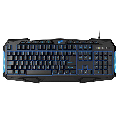 114-key 1byone Backlit Wired Gaming Keyboard with Multimedia Shortcuts and Breathing Lights UK layout, Black