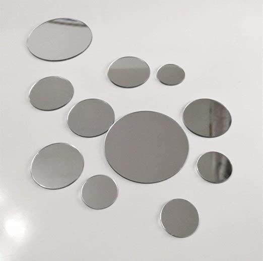 50PCS Mix Sizes DIY Mirror Wall Sticker Mini Removable Round Acrylic Mirror Decor,Small Circle Mirror Sticker for DIY Craft& Scrapbooking Accessory Home Decoration (Silver)