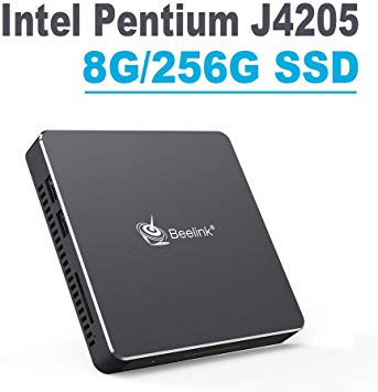 Fanless Mini PC,Beelink T45 Windows 10 Intel Pentium J4205 (up to 2.6GHz) Ultra-Thin Mini Computer,8GB DDR3/256GB SSD，Dual HDMI Port,4K@30Hz HD,2.4G 5G Dual WiFi,Gigabit Ethernet,BT 4.0