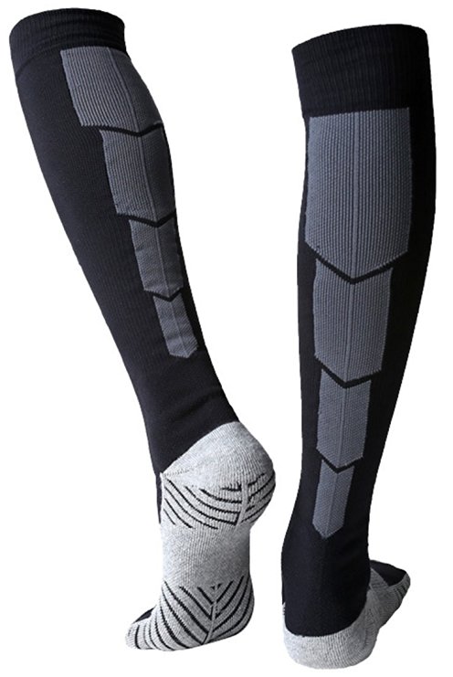 Langxi Professional Compression Football Socks Cushioned Graduated Support Calf Stockings