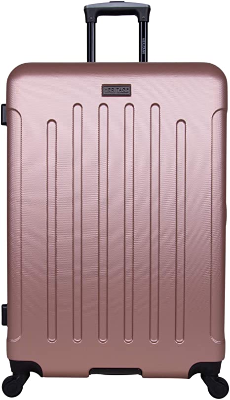 Heritage Travelware Lincoln Park' 28" Durable Lightweight Hardside 4-Wheel Spinner Checked Luggage, Rose Gold, Inch