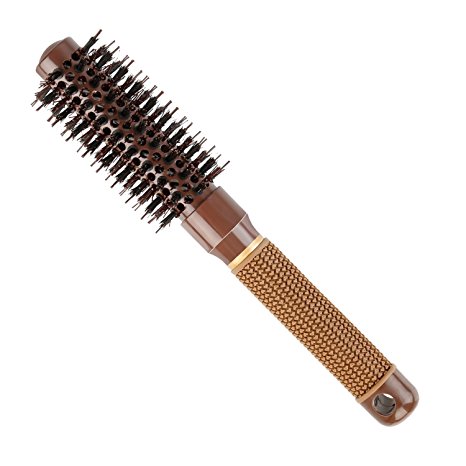 Boar Bristle Round Brush, YaFex Nano Ceramic Round Barrel Hair Brush with Natural Boar Bristles - Anti-Static, Add shine, 1 inch