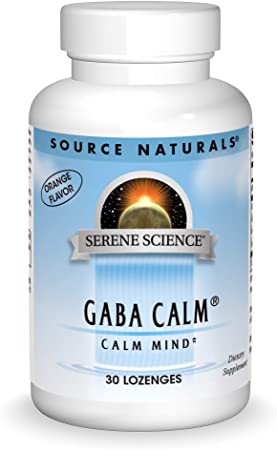 Source Naturals Serene Science, GABA Calm - Supports A Calming Mood, Quick Dissolving Orange Flavor - 30 Lozenges