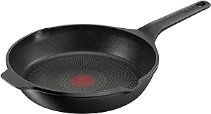 Tefal E24906 Robusto Aluguss Bratpfanne 28 cm | einfache Reinigung | Antihaftversiegelung | Thermo-Signal Temperaturanzeiger | spülmaschinenfest | induktionsgeeignet | Schwarz