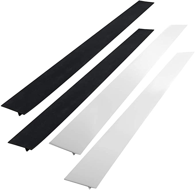 AIFUDA Kitchen Silicone Stove Counter Gap Cover, Long & Wide Gap Filler(Set of 4), Seals Spills Guard for Stovetop, Oven, Washer & Dryer, Heat-Resistant and Easy Clean (Black, white)