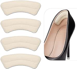 Heel Grips Liner Cushions Inserts for Loose Shoes, Heel Pads Snugs for Shoe Too Big Men Women, Filler Improved Shoe Fit and Comfort, Prevent Heel Slip and Blister (4 Pairs), Pale Apricot