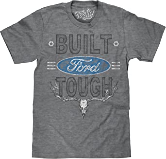 Tee Luv Built Ford Tough T-Shirt - Distressed Ford Logo Deer Skull Shirt