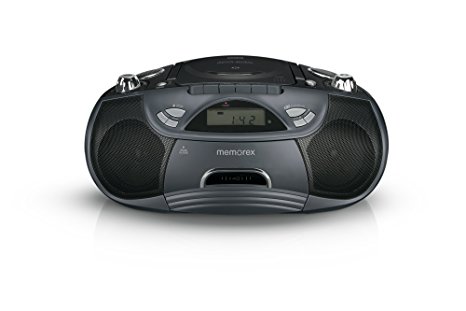 Memorex MP3262 Portable Flexbeats CD & Cassette Boombox, Black/Grey