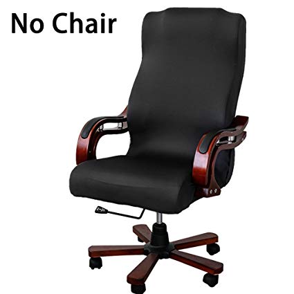BTSKY New High Back Office Chair Covers Stretchy for Computer Chair /Desk Chair/Boss Chair /Rotating Chair Cover, Large Size, Black