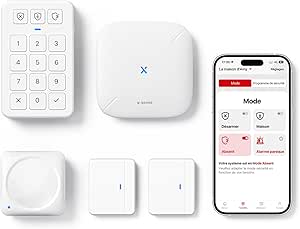 X-Sense Alarme sans Fil Maison, système Alarme Maison sans Fil, Compatible avec Alexa et Alertes, Comprend 1 Station de Base, 2 Capteurs de Porte, 1 Détecteur de Mouvement et 1 Clavier, AS05