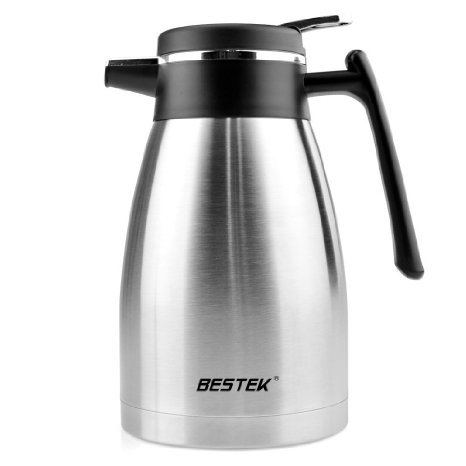 BESTEK Double Wall Vacuum Insulated Stainless Steel Thermal Carafe Beverages Carafe 50 Ounce