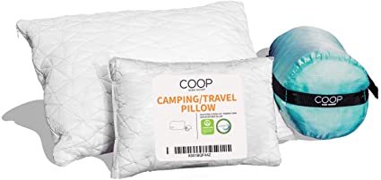 COOP HOME GOODS - Adjustable Travel and Camping Pillow - Hypoallergenic Shredded Memory Foam Fill - Lulltra Washable Cover - Includes Compressible Stuff Sack - CertiPUR-US/GREENGUARD Gold Certified