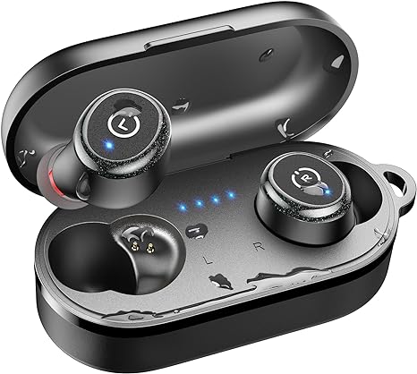 TOZO T10 Wireless Earbuds Bluetooth 5.3 Headphones, 55H Playtime with Wireless Charging Case, App Customize EQ, Ergonomic Design IPX8 Waterproof Headset Powerful Sound for Workout/Commute/Calls Black