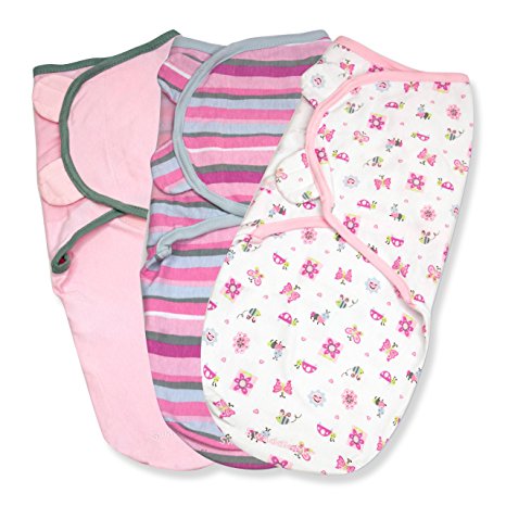 Summer Infant Swaddleme 3 Piece Adjustable Infant Wrap, 7-14 Lbs, Small-Medium, Girly Bug, (Discontinued by Manufacturer)