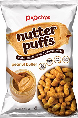 Popchips Nutter Puffs, Peanut Butter, 4 ounce, 5 Count