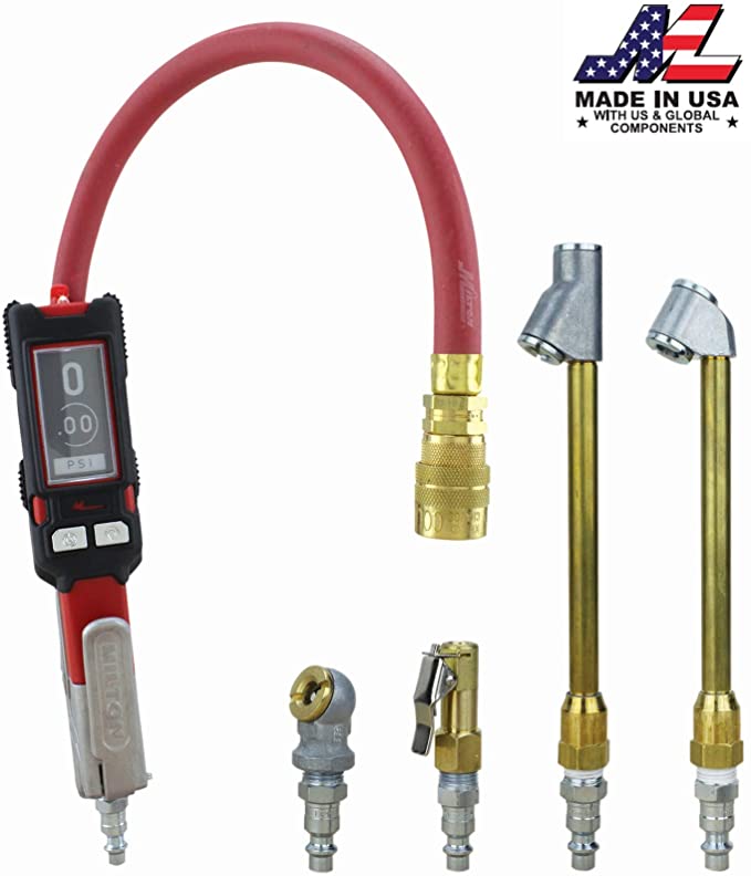 Milton Digital Tire Pressure Gauge S-580ekit, Most Accurate Inflator Gauge Available, Perfect for Professional Technicians, Easy to Read Display, 0-160 PSI Pressure Range (PSI, kPa, Bar, and kg/cm2)​