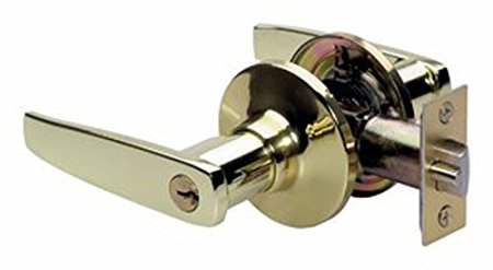 Master Lock SLL0103 Straight Lever Keyed Entry Door Hardware with SilvaBond Antimicrobial Protected Finish, Polished Brass