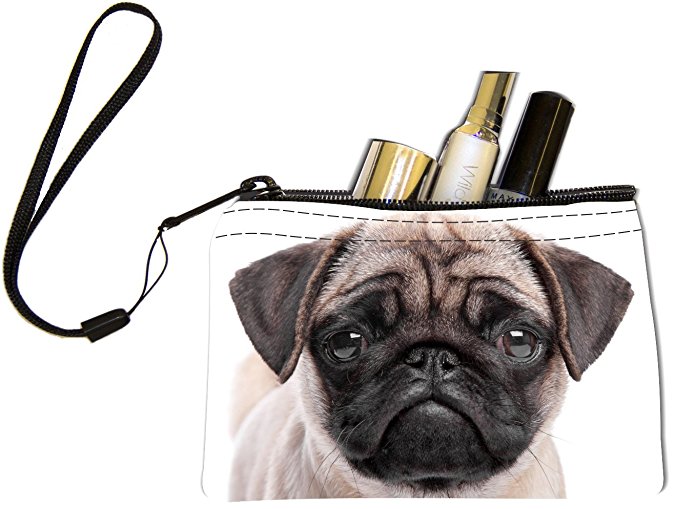 Rikki Knight Pug Puppy Dog Design Keys Coins Cards Cosmetic Mini Clutch Wristlet