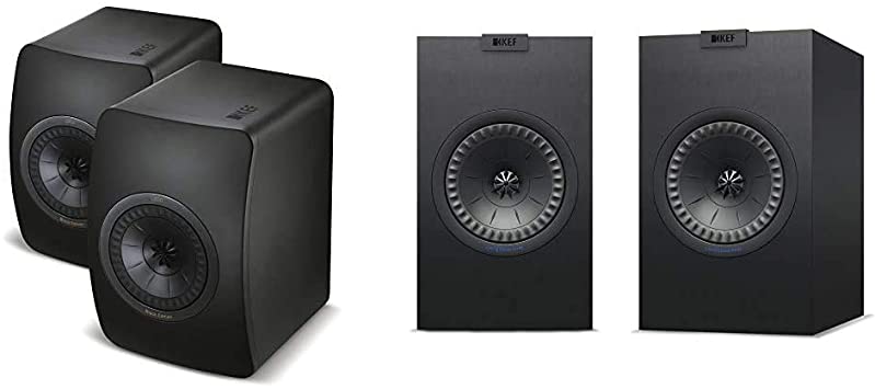 KEF LS50 Mini Monitor - Black Edition (Pair) Bundle with KEF Q150B Q150 Bookshelf Speakers (Pair, Black)