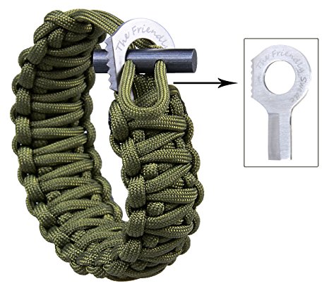 Paracord Bracelet with Fire Starter and Eye Knife Scraper by The Friendly Swede