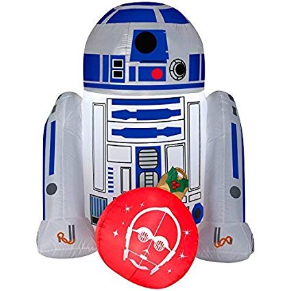 Gemmy Star Wars R2D2 3FT Christmas Inflatable Outdoor Yard Decoration -Lights Up with LED - Easy Set-Up -Self Inflating