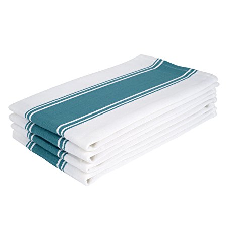 The Homemakers Dish Kitchen Towels Vintage Striped 100% Cotton Tea Towel 20 x 28 inch Set of 4, Teal Green