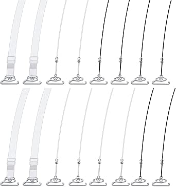 Yafe 8 Pair Clear Bras Straps for Women, Invisible Bra Straps Holder Stop Slipping Clear Back Strap Bra See Through Bra Straps for Women Strapless Bras