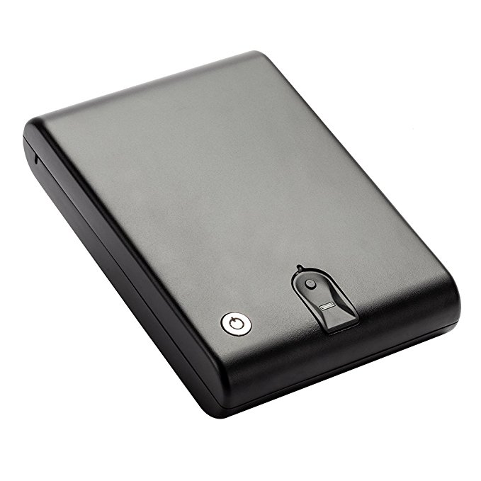 RPNB Portable Pistol Safe, Quick Access Pistol Biometric Fingerprint Firearm Lock Box - Handgun Case Black, Measures 11" x 7" x 2", 5 Year Warranty
