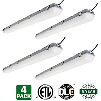 4 Pack Hykolity 4' LED Vapor and Water Tight Light Fixture 40W [80W Equivalent] 5000lm 5000K IP66 Waterproof Industrial Grade Shop Light Cooler Lamp Outdoor Patio Porch Light DLC Premium 4.2 Qualified