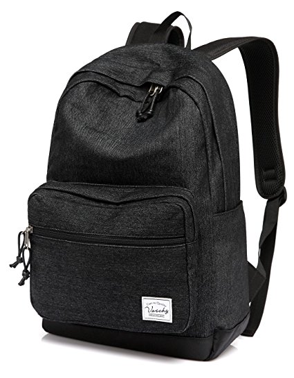Vaschy Unisex Denim School Rucksack 15Inch Laptop Travel Backpack with Water Resistant Cover