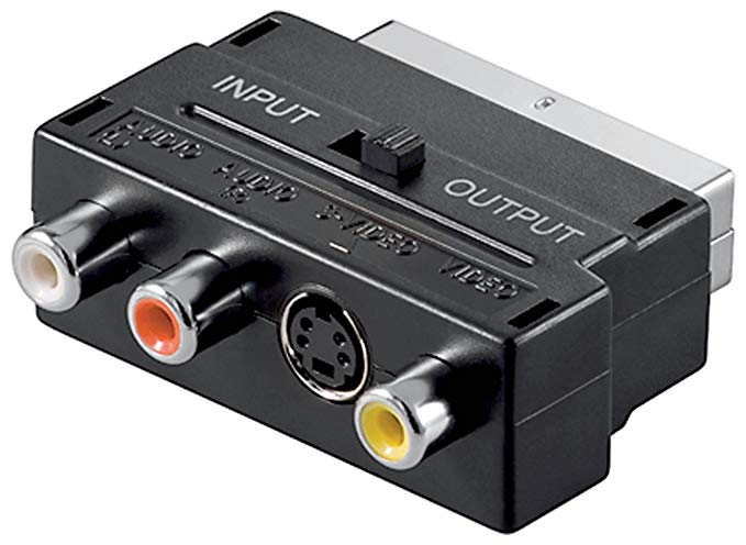 Goobay 50123 Scart to Composite Audio/Video and S-Video Adapter, Nickel Plated, In/Out, Black