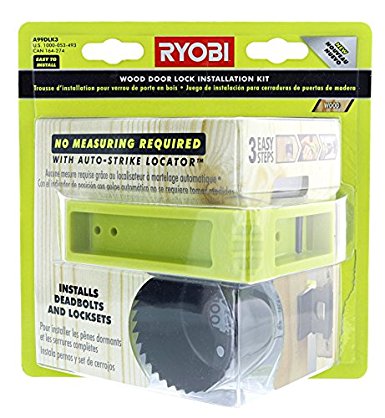 Ryobi A99DLK3 3-Step Wood Door Lock Installation Kit with Auto-Strike Locator for Deadbolts and Locksets