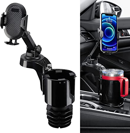 JoyTutus Cup Holder Phone Mount for Car, Car Cup Holder Cellphone Holder for Car, Large Car Cup Holder Expander, Long Arm with 360° Rotation, Compatible with iPhone, Samsung & All Smartphones