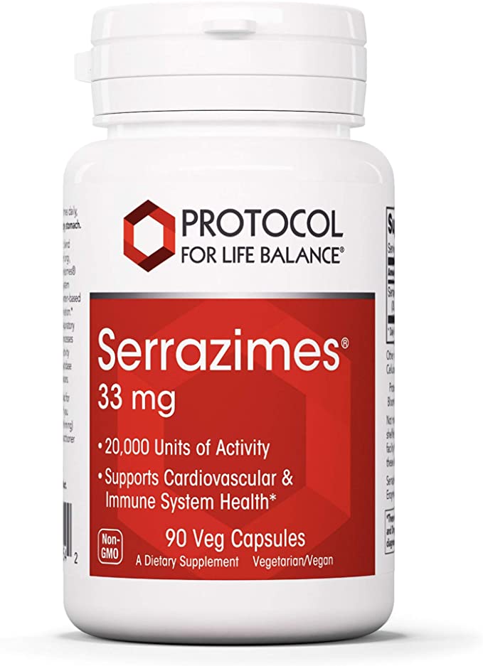 Protocol For Life Balance - Proteo-Serrase (Serrazimes) 33 mg - Helps Maintain Cholesterol, Supports Cardiovascular and Healthy Immune System, Vegetarian Friendly - 90 Veg Capsules