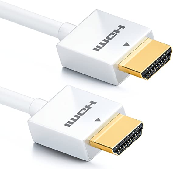 deleyCON 3.0m (9.84 ft.) Flexible High-Speed HDMI Cable Slim with Ethernet (Latest Standard) 3D 4K UHD - White