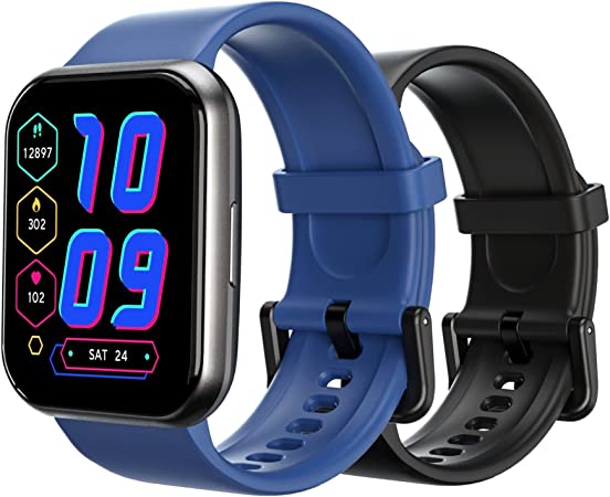 WYZE Watch 47, Fitness Tracker with Heart Rate Monitor, 1.75" Touch Screen, IP68 Waterproof, Sleep Monitor, Blood Oxygen Meter with Aluminum Frame, Includes Additional Cerulean Blue Silicone Strap