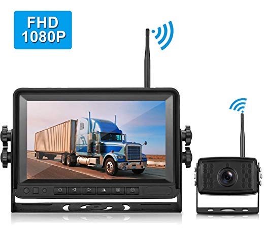 LeeKooLuu FHD 1080P Digital Wireless Rear View Camera, 7'' Monitor IP69K Waterproof Color Night Vision High-Speed Observation System Backup Camera for RVs.Trailers,Box Truck/Motorhomes,5th Wheels