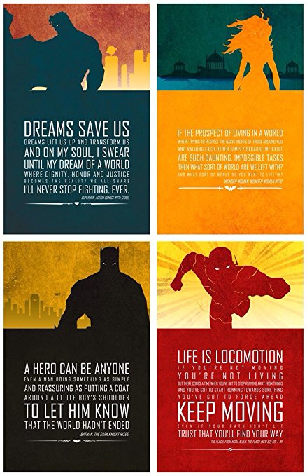 SuperHero Quotes Art Fabric Cloth Rolled Wall Poster Print -- Size: (36" x 24" / 20" x 13")