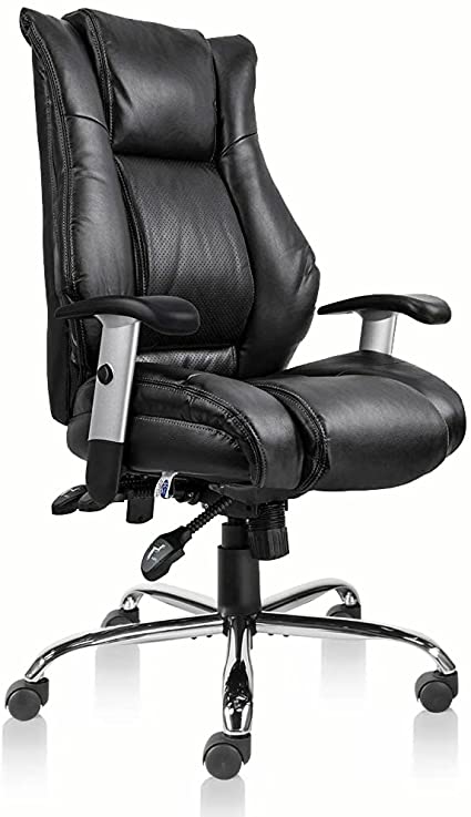 Ergonomic Big and Tall Executive Office Chair with Lumbar Support, High-Back, Height Adjustable Armrests, PU Leather, Black