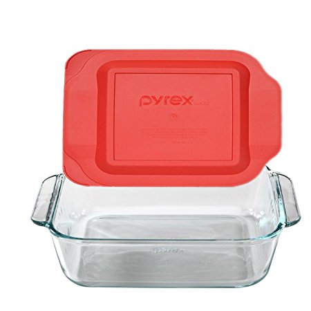 Pyrex 8" Square Baking Dish with Red Plastic Lid