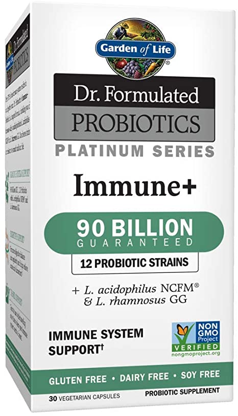 Garden of Life Dr. Formulated Probiotics Platinum Series Immune  90 Billion CFU Guaranteed, One a Day Probiotic Supplement Acidophilus & Rhamnosus, Vegan, Non-GMO Immune System Support, 30 Capsules