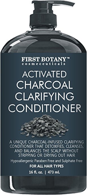 Activated Charcoal Professional Hair Conditioner for Men and Women 16 fl. oz - Sulfate Free - Volumizing & Moisturizing, Gentle on Curly & Color Treated Hair. Infused with Keratin.