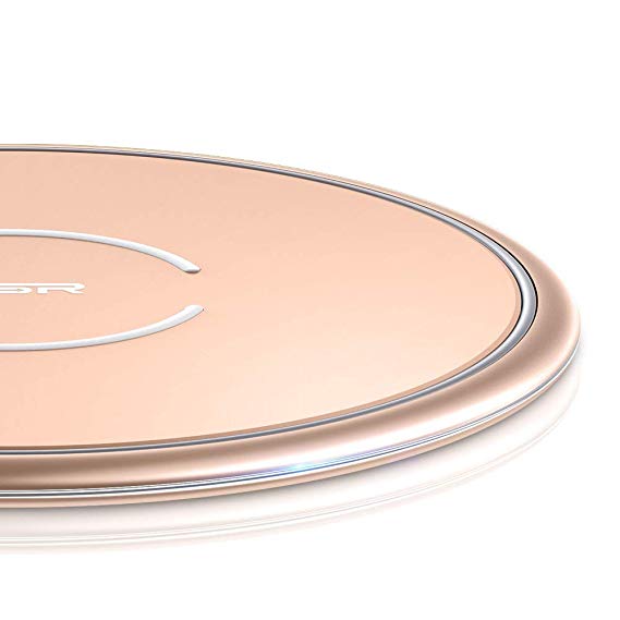 ESR Wireless Charger, Metal Frame Ultra-Thin Fast Charging Pad, 7.5W Compatible iPhone 11/11 Pro/11 Pro Max/XR/XS, 10W Fast Charging Galaxy S10/S10e/Note10, Google Pixel 4(No AC Adapter), Rose Gold