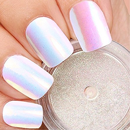 PrettyDiva Unicorn Nail Powder Mermaid Aurora Pigment Neon Iridescent Powder for Nail Art