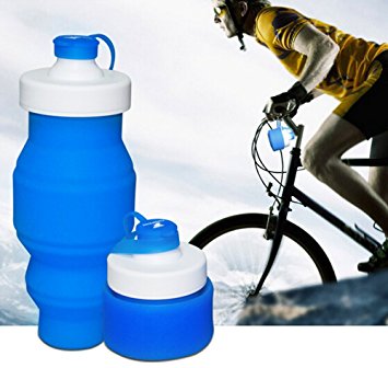 BicycleStore 500ML Collapsible Portable Silicone Leakproof Water Bottle-BPA Free,Free Foldable Sports Bottle for Hiking,Climbing,Running,Physical Training