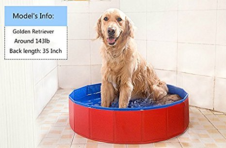 NEWSTYLE Dog Bathing Tub - Foldable Small Pet Dog Cat Swimming Pool Bathtub Washer - 32inch.D x 8inch.H