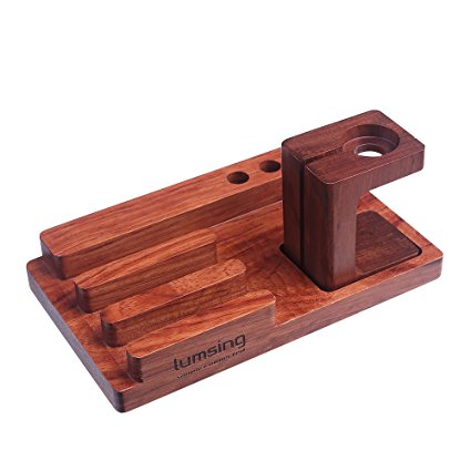 Apple Watch Stand for iphone ipad,Lumsing rosewood wooden docking station holder cradle bracket accessories for all version of iPhone iPad,for Samsung,Hawei,Sony,Nokia and Other Phones Tablets