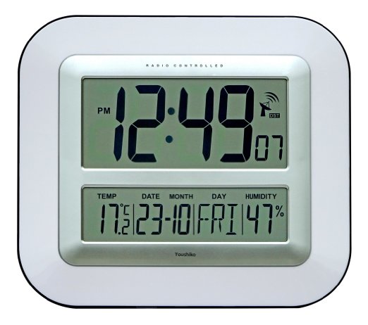 Jumbo LCD Radio Controlled Wall Clock with Temperature and Humidity display (New UK Version)