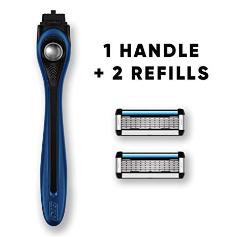 Made For YOU by BIC Shaving Razor Blades for Men & Women, with 2 Cartridge Refills - 5-Blade Razors for a Smooth Close Shave & Hair Removal, NAVY