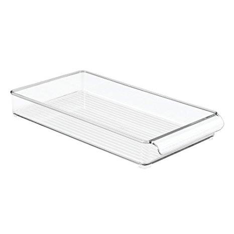 InterDesign Refrigerator and Freezer Storage Organizer Tray for Kitchen, 8" x 2" x 14.5", Clear